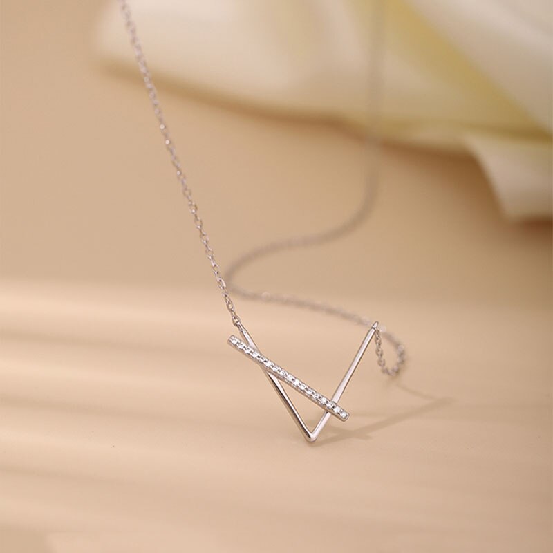 V-Shape Gemstone Necklace Gold/Silver [Fast Shipping]