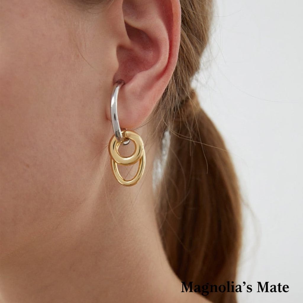 Two-tone 3-ring ear cuff [Fast delivery]