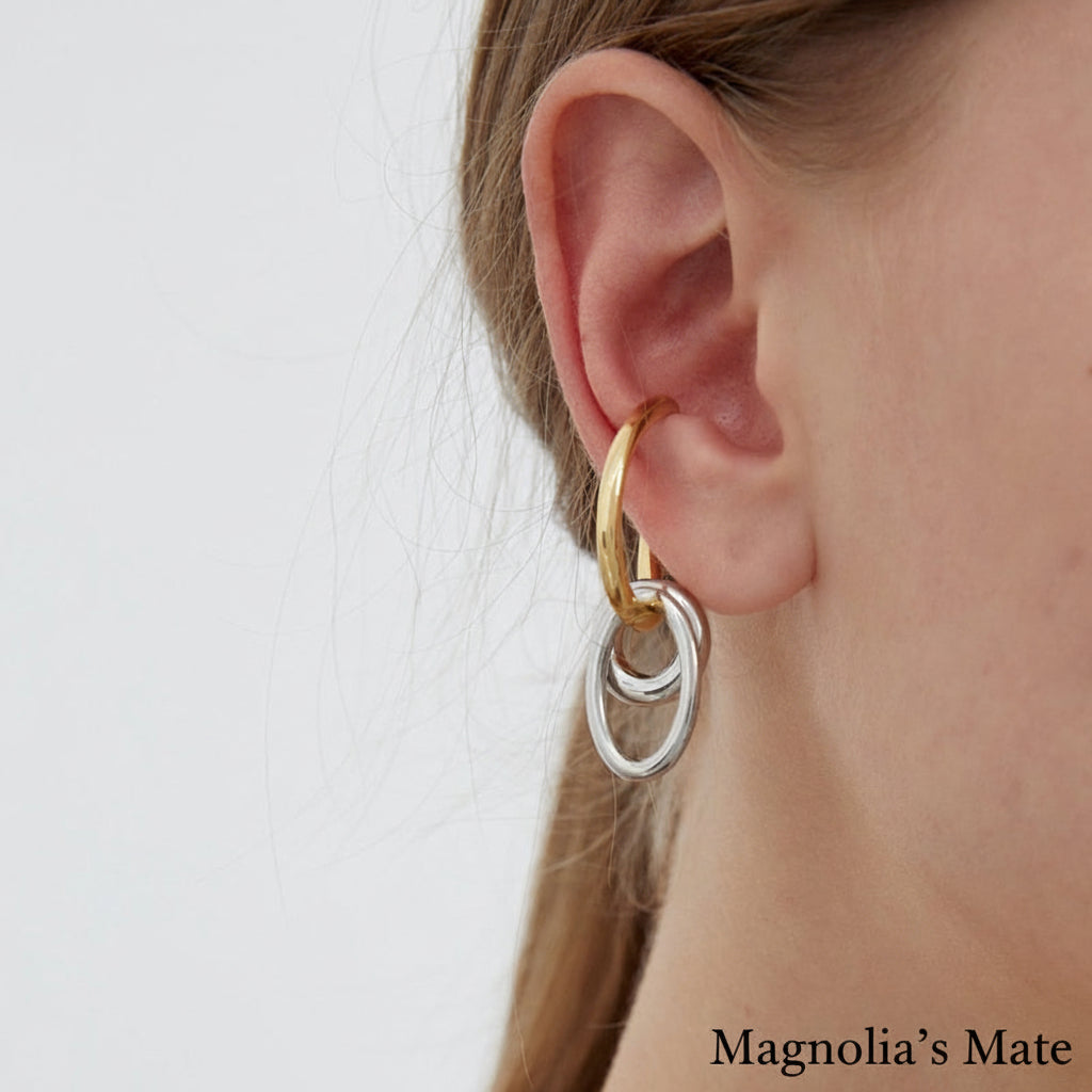 Two-tone 3-ring ear cuff [Fast delivery]