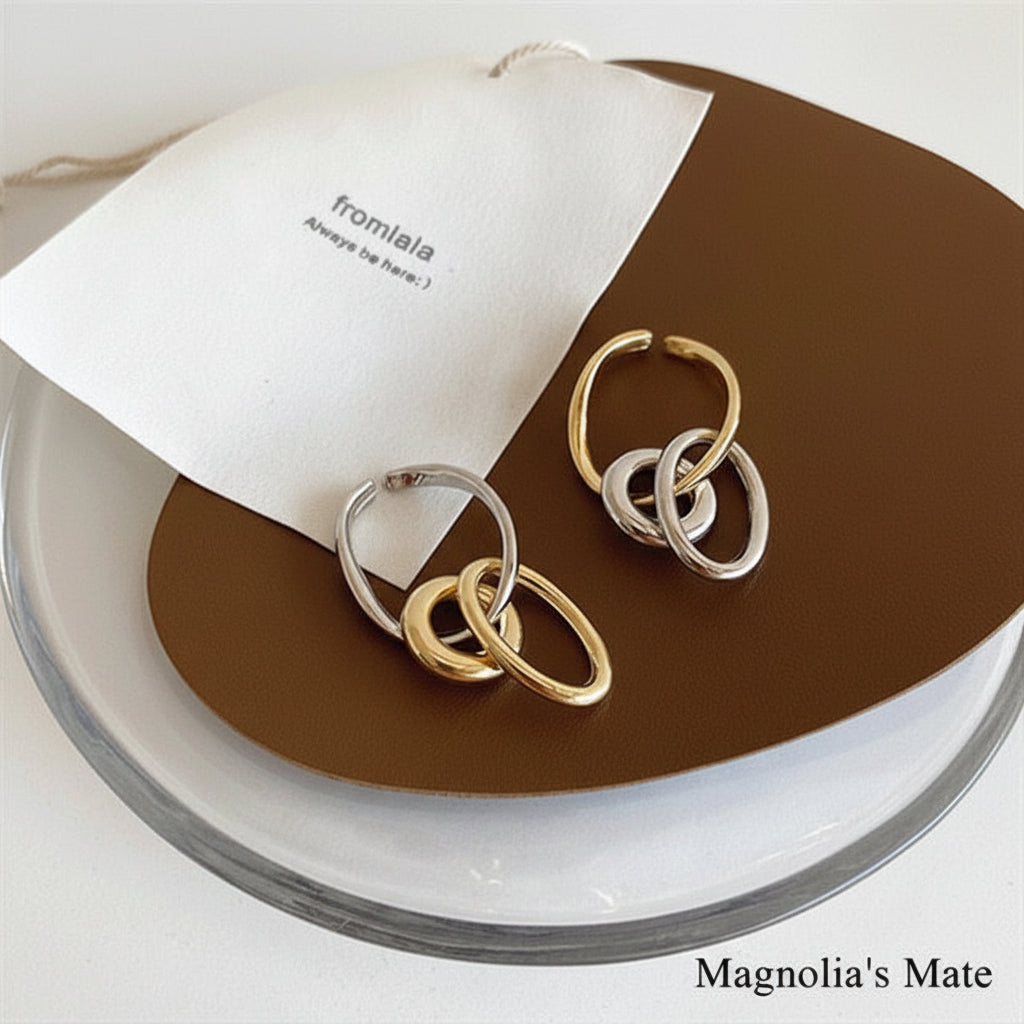Two-tone 3-ring ear cuff [Fast delivery]