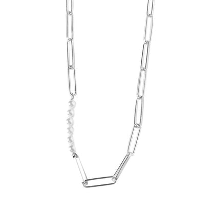 Pearl chain necklace silver [Fast delivery]