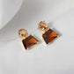 Mocha Brown Square Glass Earrings [Fast Shipping]