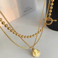 Coin Pendant Chain Necklace 3P Set Gold [Fast Shipping]