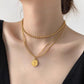 Coin Pendant Chain Necklace 3P Set Gold [Fast Shipping]