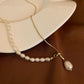Asymmetrical freshwater pearl necklace gold [Fast delivery]