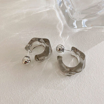 Clear hoop ball earrings in 3 colors [Pre-order item]