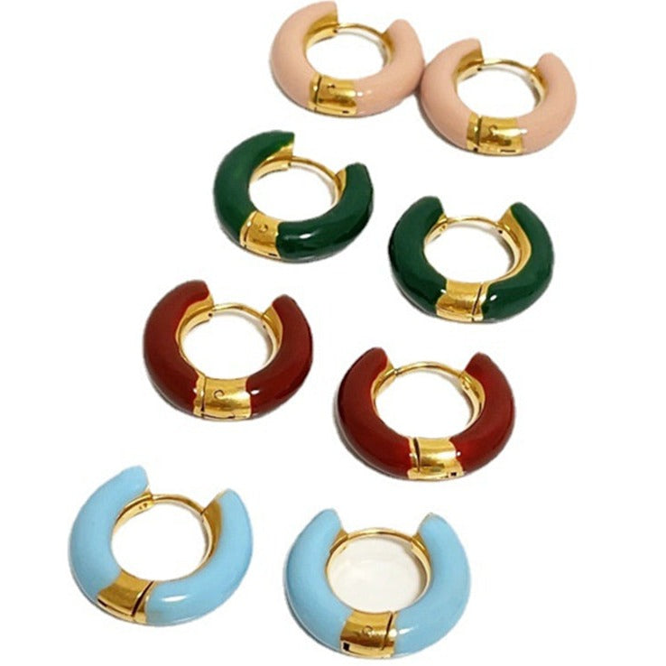 Glossy color hoop earrings in 4 colors [Pre-order item]