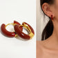 Glossy color hoop earrings in 4 colors [Pre-order item]